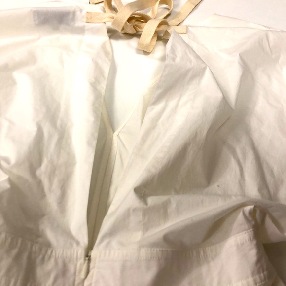 Lee Mathews 0 Dress White Cotton Long Sleeve Open Back Pockets Long Excellent - Picture 11 of 12
